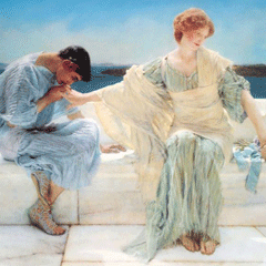 reproductie Ask me no more van Alma-Tadema